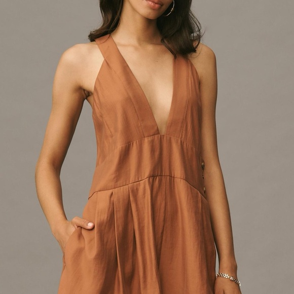 Anthropologie | BY ANTHROPOLOGIE SLEEVELESS V-NECK PINAFORE ROMPER | Large | NWT - Picture 2 of 11